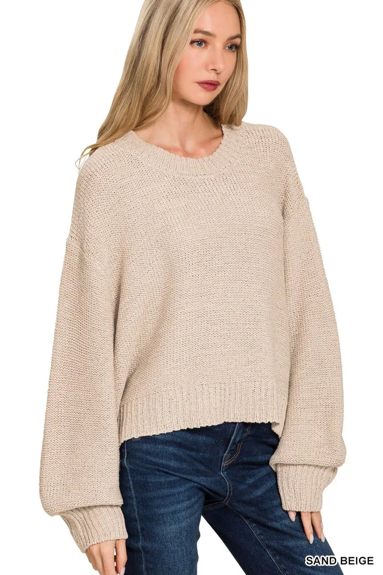 Zenana Oversized Baloon Sleeve Sweater - SwagglyLife Home & Fashion
